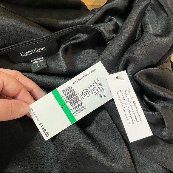 Karen Kane Drape Front Satin Top in Black Size L (NWT) - Picture 6 of 8